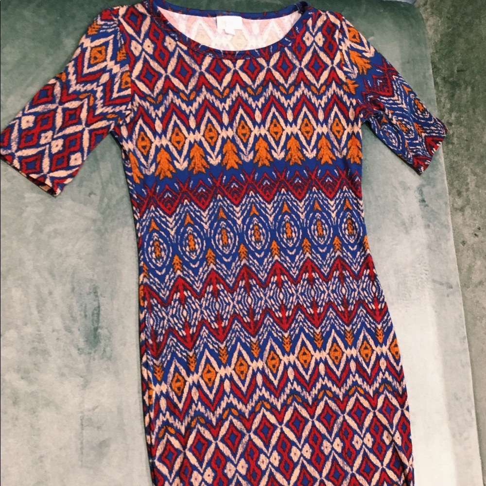 LULAROE Julia-Style Royal Blue Tribal Print Dress